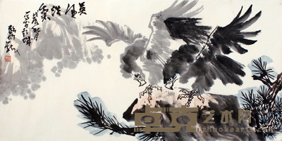欧阳龙 鹰图 136×68cm