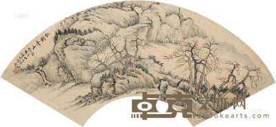 吴琴木 1936年作 红树青山 扇面 18×49cm