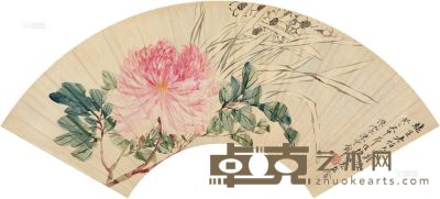 陈云锦 1893年作 花卉 扇面 17×53cm