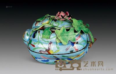 清 银烧兰瓜形盒 长11.6cm
