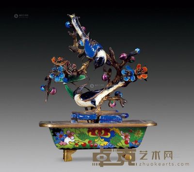 清 掐丝珐琅喜鹊登梅小盆景 高9.2cm