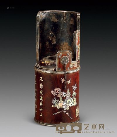 清 黄花梨嵌螺钿水烟袋 高20cm