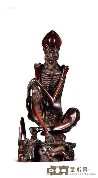 清 木雕瘦骨罗汉 高29cm