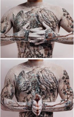 黄岩 1999年作 中国山水：纹身系列2及4号（两张作品）