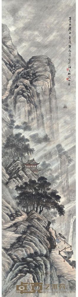 熊庚昌 祟山骤雨 立轴 286×70.5cm