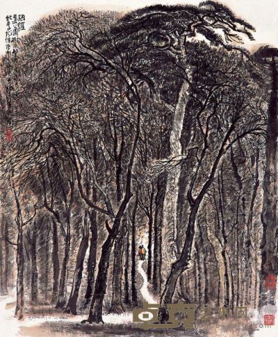 李行简 1990年作 幽径 镜片 72×60cm