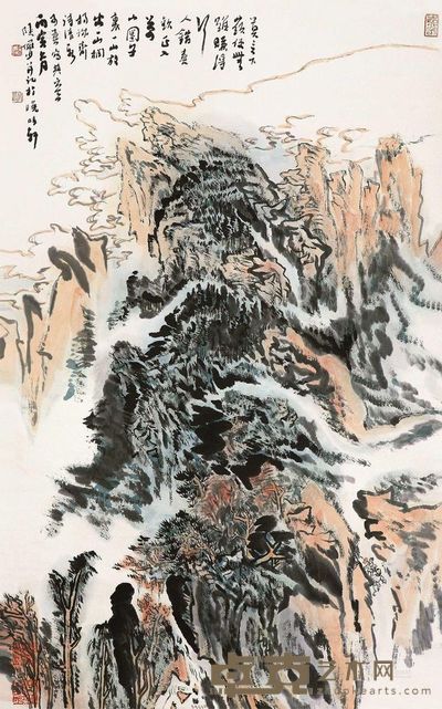 陆俨少 山水 镜片 97×61cm