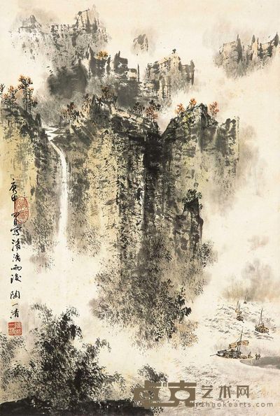 陶一清 1980年作 清漓雨后 镜片 67×45.5cm