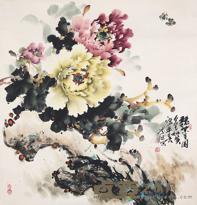 刘健 牡丹 68*69cm