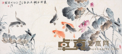 王纤 荷花鱼 136*67cm
