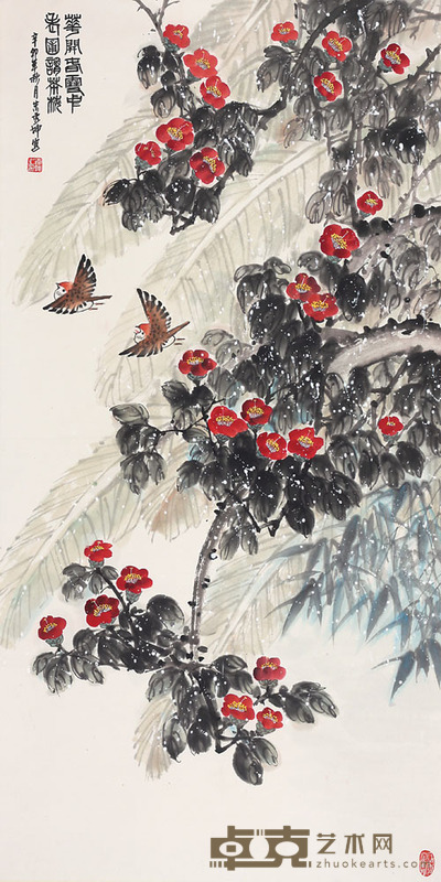 朱秀坤 花开春雪中 135*68cm