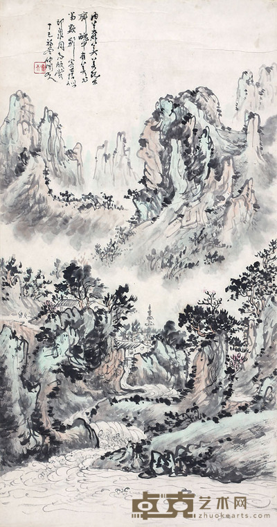 程啸天 山水 35*68cm