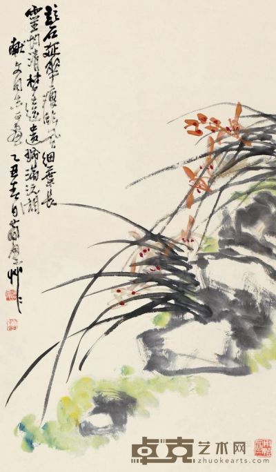 曹简楼 乙丑（1985）年作 细叶临风 立轴 67×40cm