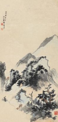 韩铸 壬戌（1682）年作 溪山萧寺 立轴