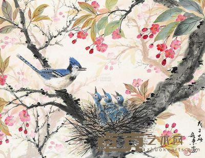 安东 戊子(2008)年作 花间莺啼 立轴 40×52cm