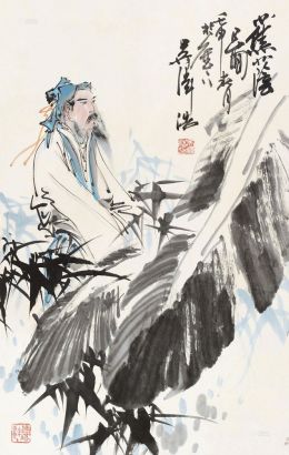 吴泽浩 壬申（1992）年作 蕉荫图 立轴