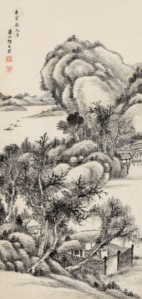 何维朴 壬寅（1902）年作 湖山归隐 立轴