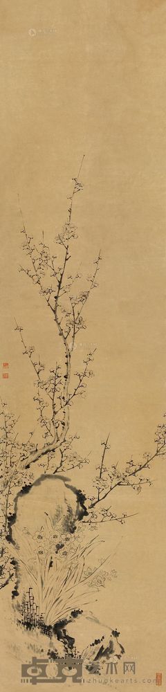 顾梅芳 二清图 屏轴 133×32cm
