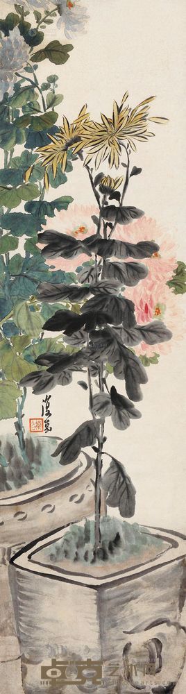 姚燮 犹有黄华 立轴 107×29cm
