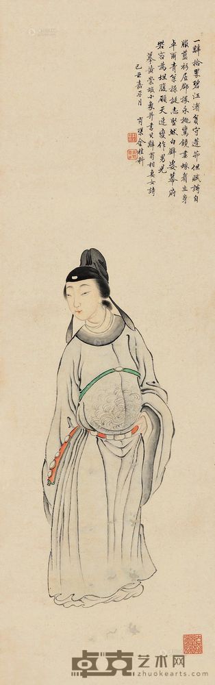 金桂科 己丑（1889）年作 黄崇嘏小像 立轴 95×30cm