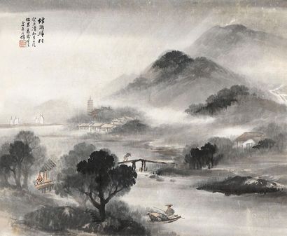 吴石僊 癸丑（1903）年作 烟雨归村 立轴