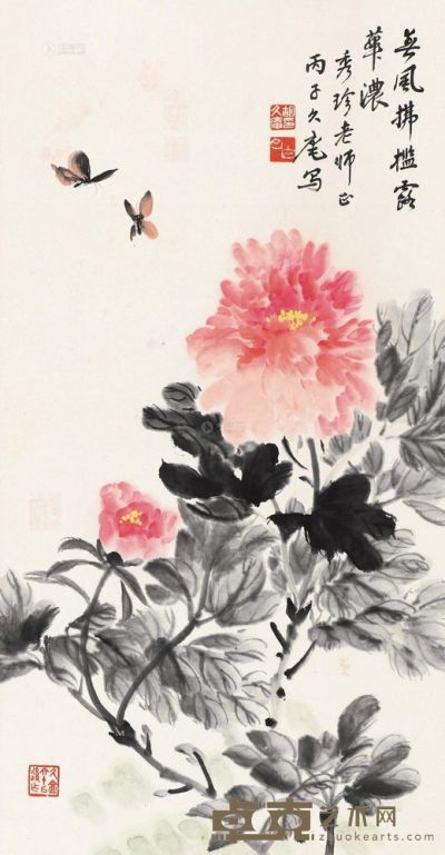 胡久庵 丙子（1996）年作 春风露华 立轴 67×35cm