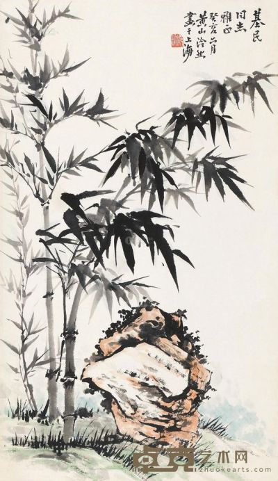 李善静 癸亥（1983）年作 秀山丛竹 立轴 66×38cm