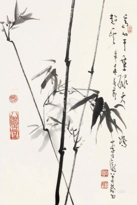 李丁陇 辛未（1991）年作 高竿垂绿 镜框