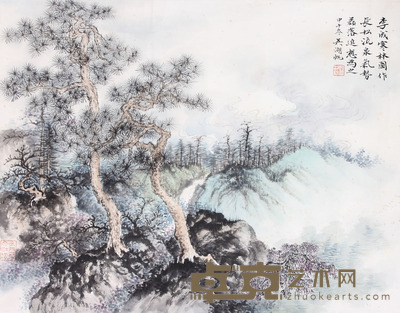 吴湖帆 山水镜片 34×44