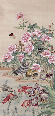 无款 猫蝶图立轴