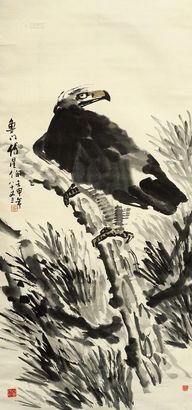 傅星伯 松鹰 立轴