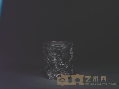 清紫檀笔筒 H:14cm,D:12.3cm