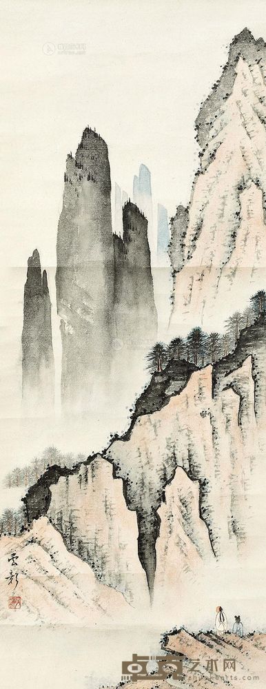 陈少梅 山水 立轴 67×26cm