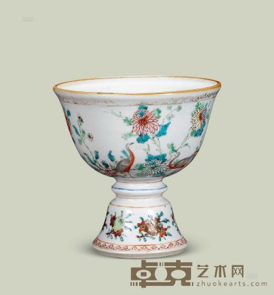 清 粉彩高足杯 高12cm