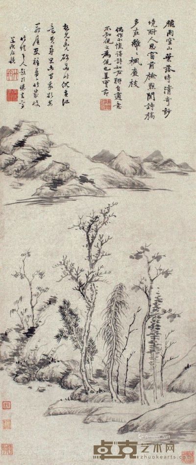 姜实节 秋林图 88×36.5cm