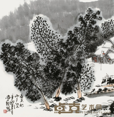 王忠雁 夜来积雪深 68×68cm