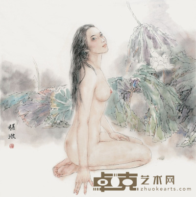 张波 美女图 69×69cm