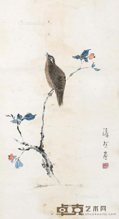 潘君诺 花鸟 63.5×34cm