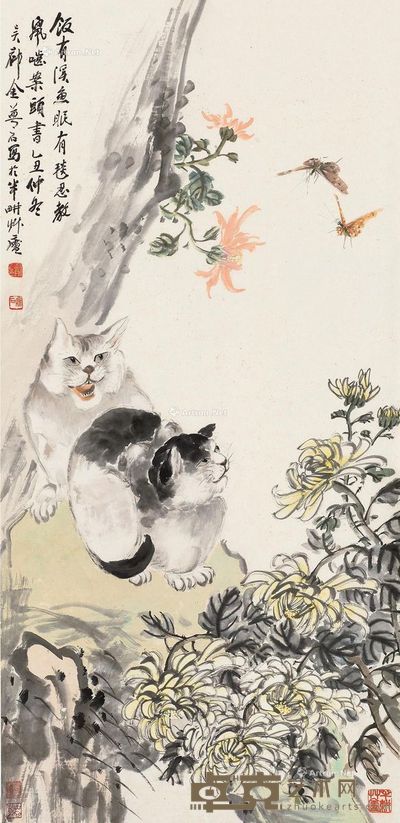 金梦石 耄耋图 105×51cm