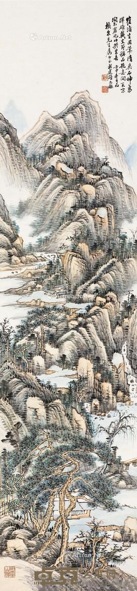 张石园 秋山清远 142×34cm