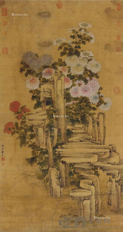 恽寿平 菊石图 117×62cm