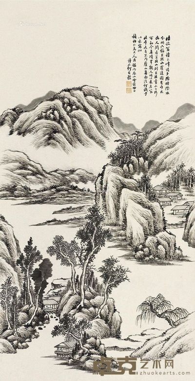 何维璞 溪山幽居 104×53cm