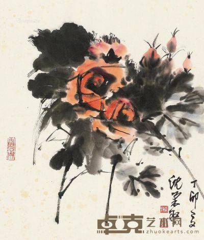 沉柔坚 花卉 37×31cm
