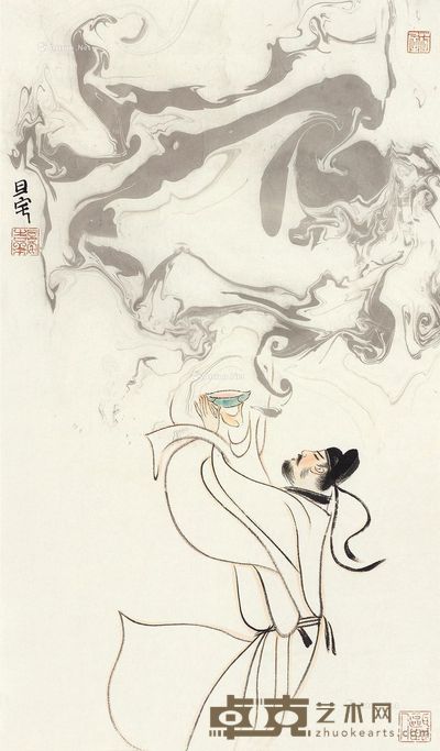 刘旦宅 邀月图 69×40cm