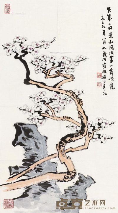 陆俨少 梅石 69×37cm