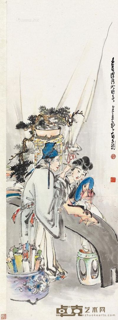郑乃珖 张昶画眉 89×31cm