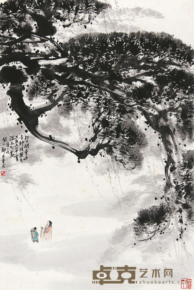郑百重 松下问童子 68×45.5cm