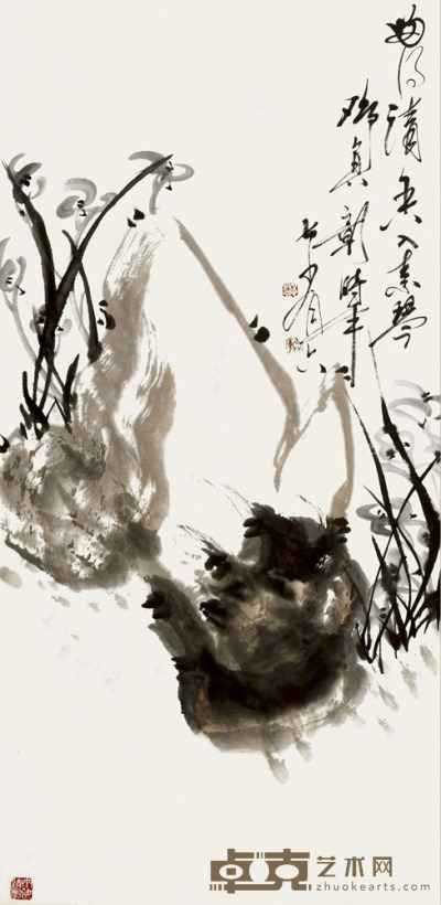 邓奂彰 兰石图 100×49cm