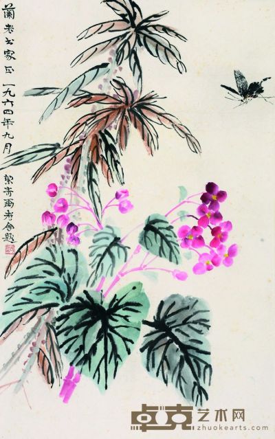 胡絜青 花卉 67×40cm 约2.5平尺