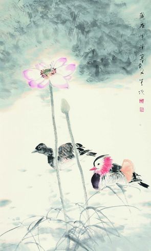 刘文生 荷花鸳鸯
